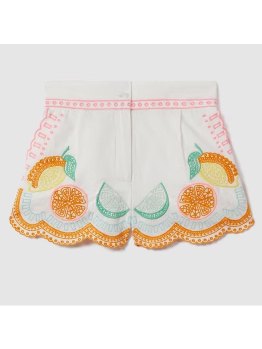 Reiss Broderie Shorts Girls Size 10-11 Cotton Embroidered Fruits Summer Vacation